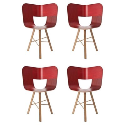 Red Tria Wood 3 Legs Chair By Colé, Red Wooden Chair Legs