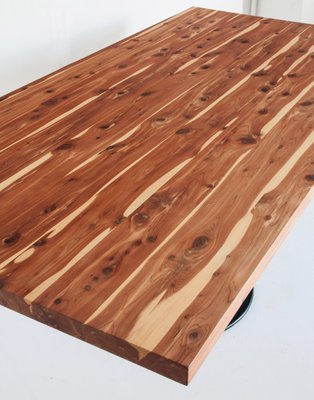 Solid Cypress Wood Table with Iron Base for sale at Pamono