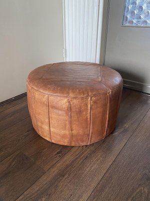 NEW Moroccan Leather Ottoman Pouffe Pouf Footstool In Mid Tan 