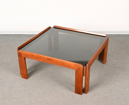 Mid-Century Italian Square Wood Coffee Table by Afra & Tobia