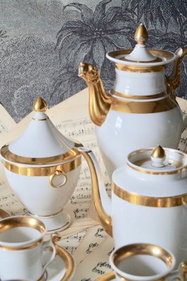 Antique Empire French Porcelain Coffee Service, Paris, 1800s, Set
