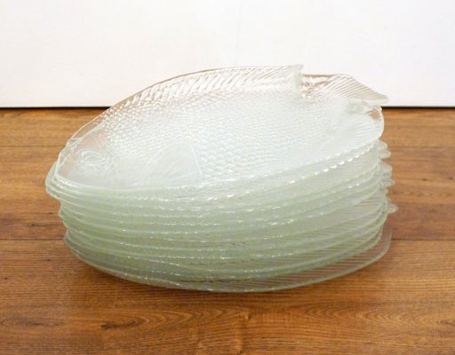 Glass Fish Plates By Arcoroc Arc 1970s Set Of 12 For Sale At Pamono