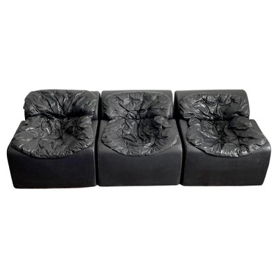 Black Faux Leather Modular Sofa, Modern Black Faux Leather Sectional