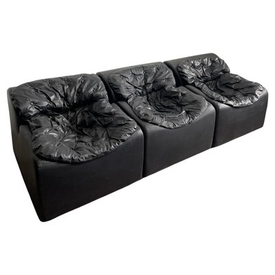Black Faux Leather Modular Sofa, Modern Black Faux Leather Sectional