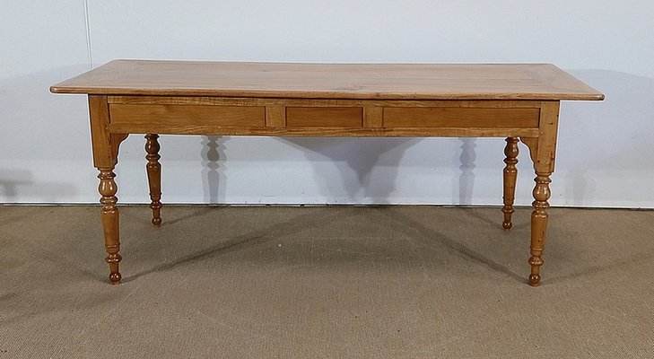 Table Salle à Manger Piétement Fer Forgé – Plateau Merisier Parqueté – XXe