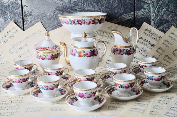 Servizio da tè antico in porcellana, Parigi, set di 14 in vendita su Pamono