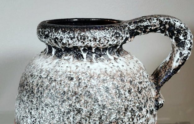 German Fat Lava Style Colored and Glazed Ceramic Pitcher with