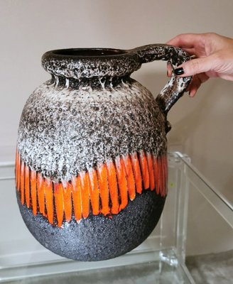 German Fat Lava Style Colored and Glazed Ceramic Pitcher with