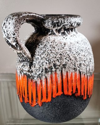 German Fat Lava Style Colored and Glazed Ceramic Pitcher with