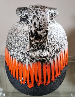 German Fat Lava Style Colored and Glazed Ceramic Pitcher with