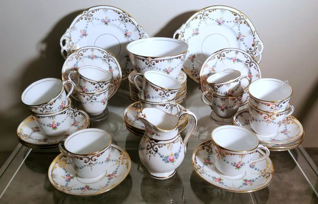 Servizio da caffè in stile Napoleone III in porcellana, set di 28