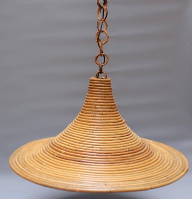 Vintage Italian Rattan Ceiling Pendant 