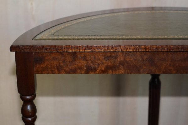 English Demilune Half Moon Console, Weiman Leather Top Tables