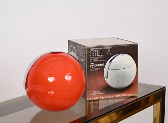 Mid-Century Italian Orange Plastic Ball-Shaped Ice Bucket from