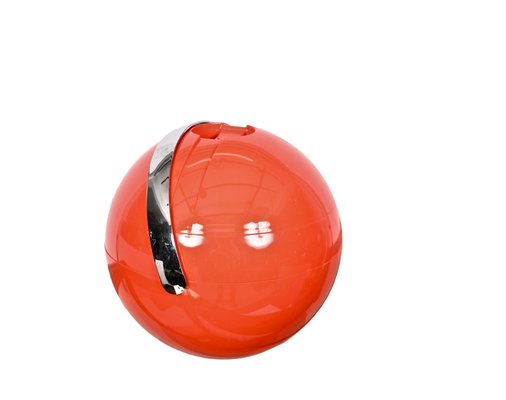 Mid-Century Italian Orange Plastic Ball-Shaped Ice Bucket from