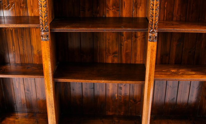 Antique Victorian Open Breakfront Bookcase, 1800s for sale at Pamono