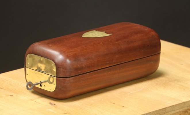 Boîte Coffre De Bureau Ancienne – Bois Et Laiton, Style Art Déco, Fabrication Française