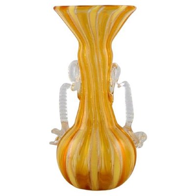 New 6" Hand Blown Glass Art Vase Bowl Amber Gold Round Decorative 
