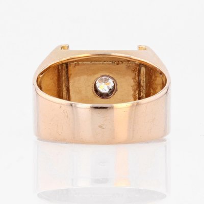 Signet Tank Ring in 18K Yellow Gold with Diamond, 1940s for
