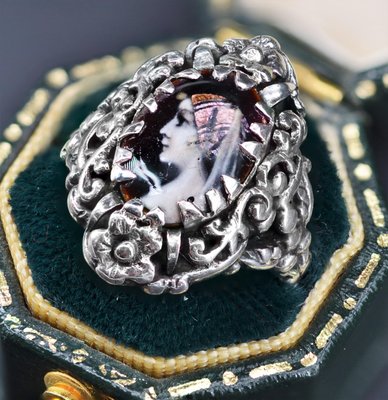 Enamel silver shop ring