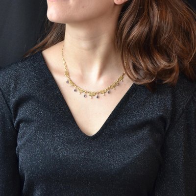 Antique French Drapery Necklace with 