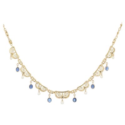 Antique French Drapery Necklace with 