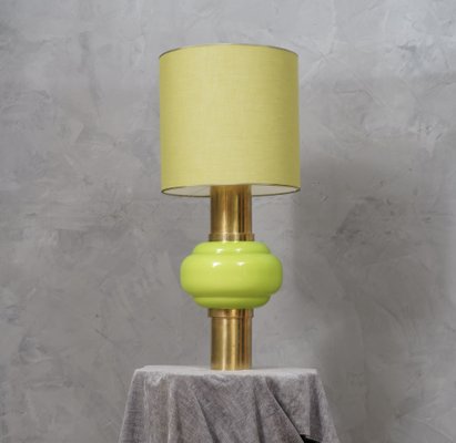 Green Glass N Murano Brass Table, 1980 Brass Table Lamps