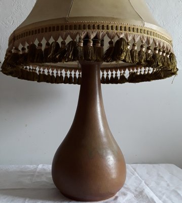 Lampada da tavolo a forma di pera in ceramica marrone, anni '70 in