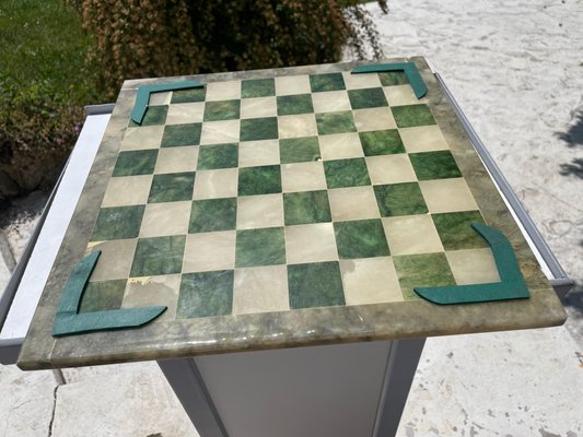 Schachbrett Klassik mit Schach Marmor Weiß Onyx Grün Italian Schachbrett 20cm 