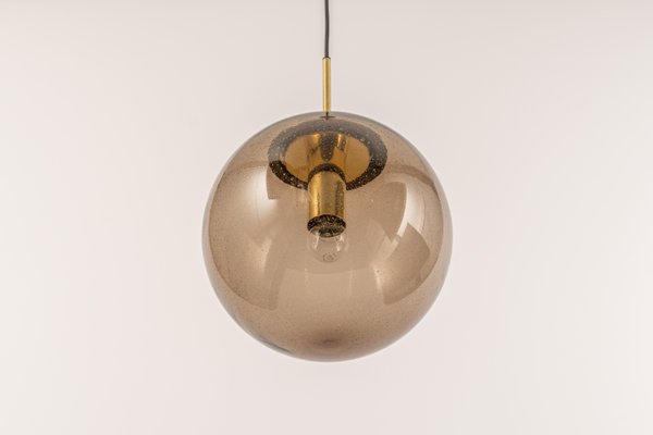 Large Smoky Glass Ball and Brass 