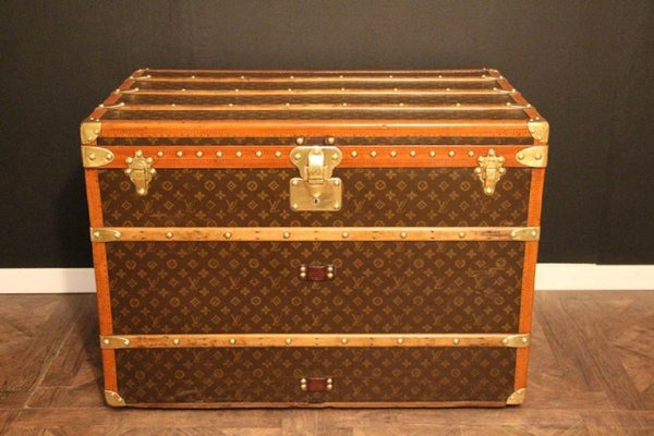 Early 20th c Louis Vuitton Steamer Trunk with Interior Label & Serial Number