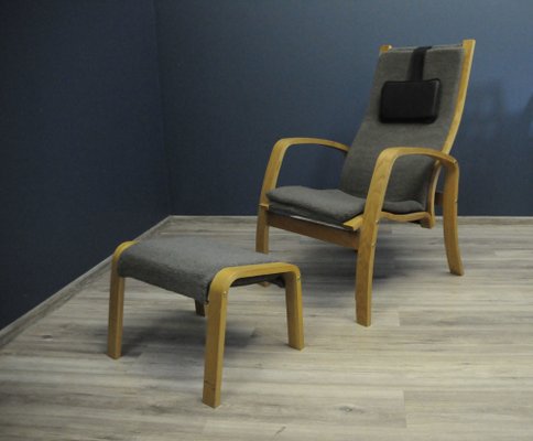 Scandinavian Armchair with Footrest Set of 2 for sale at Pamono