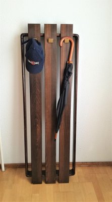 Mid-Century Modern Framed Wooden Panel Wall Coat Hanger for sale