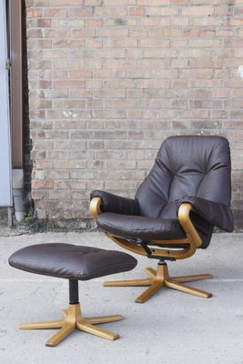 Swedish Lounge Chair with Ottoman from G te M bler 1960s Set of 2