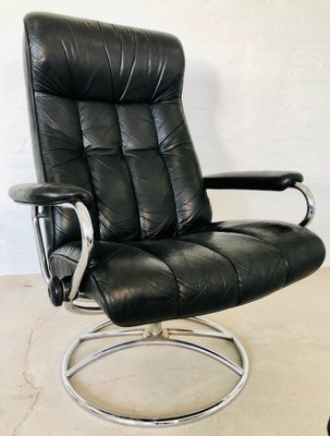 Vintage Norwegian Ekornes Stressless, Stressless Leather Chair And Footstool