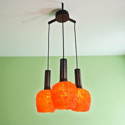 Italian Orange Acrylic Cascading Spaghetti Hanging Lamp, 1960s for