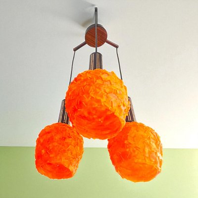 Italian Orange Acrylic Cascading Spaghetti Hanging Lamp, 1960s for