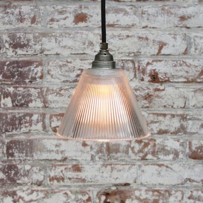 Vintage Industrial Clear Glass Pendant 