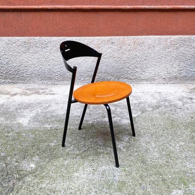 Italian Postmodern Grey Metal Solid, Grey Metal Kitchen Chairs