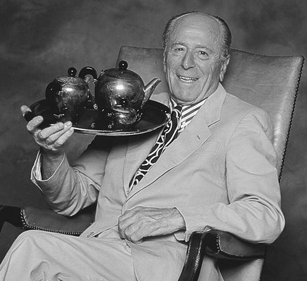 Italian Silver Metal Tea and Coffee Set by Bombè Carlo Alessi