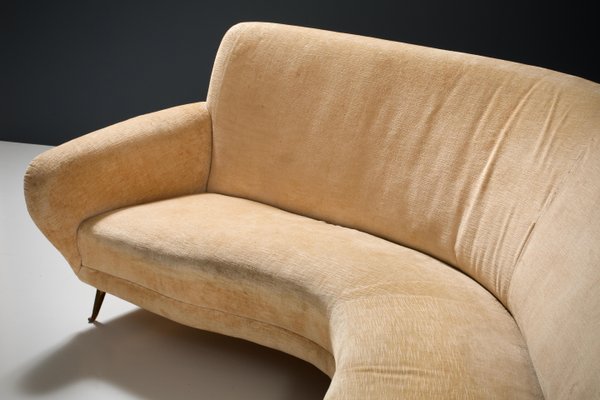 Italian White Curved Sofa and Lounge Chairs from Isa Bergamo