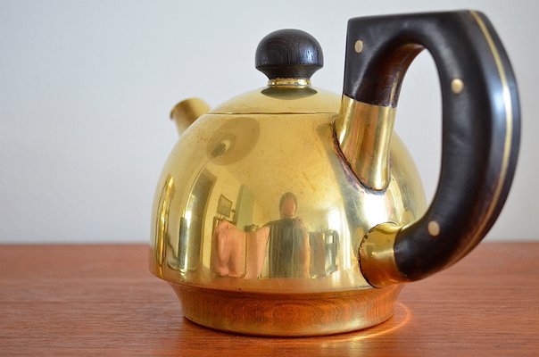 Brass Teapot with Stövchen, 1905, Set of 3 for sale at Pamono