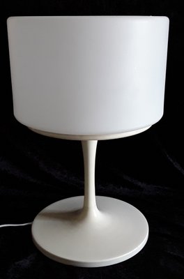 Floor Lamp with a White Lacquered Aluminum Trumpet Base Screw on