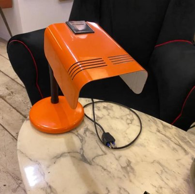 Targetti Space Age Orange and Black Italian Table Lamp, 1970s for