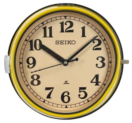 Vintage Yellow Marine Wall Clock from Seiko, 1980s for sale at Pamono
