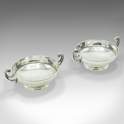 Antique Edwardian English Sterling Silver Serving Bowls, Set of