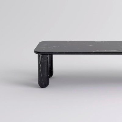 Small Black Marble Sunday Coffee Table, Small Black Lacquer Coffee Table Set
