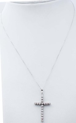 9 Karat White Gold Cross Diamond 