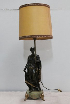 Antike Bronze Lampe mit Frauenfigur, 1900er bei Pamono kaufen