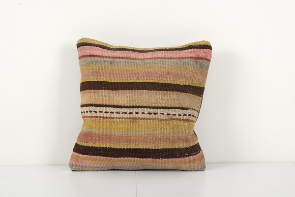 Decorative Handmade Striped Organic Wool Colorful Pillow Case Ethnic Design Kilim Pillow Case